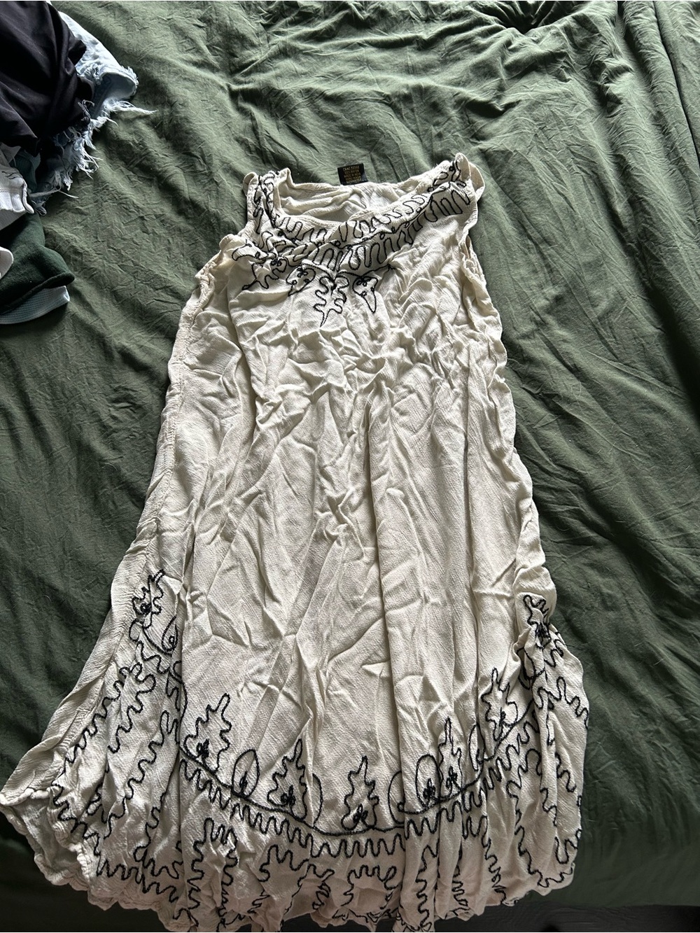 Crocus shear dress with black embroidery